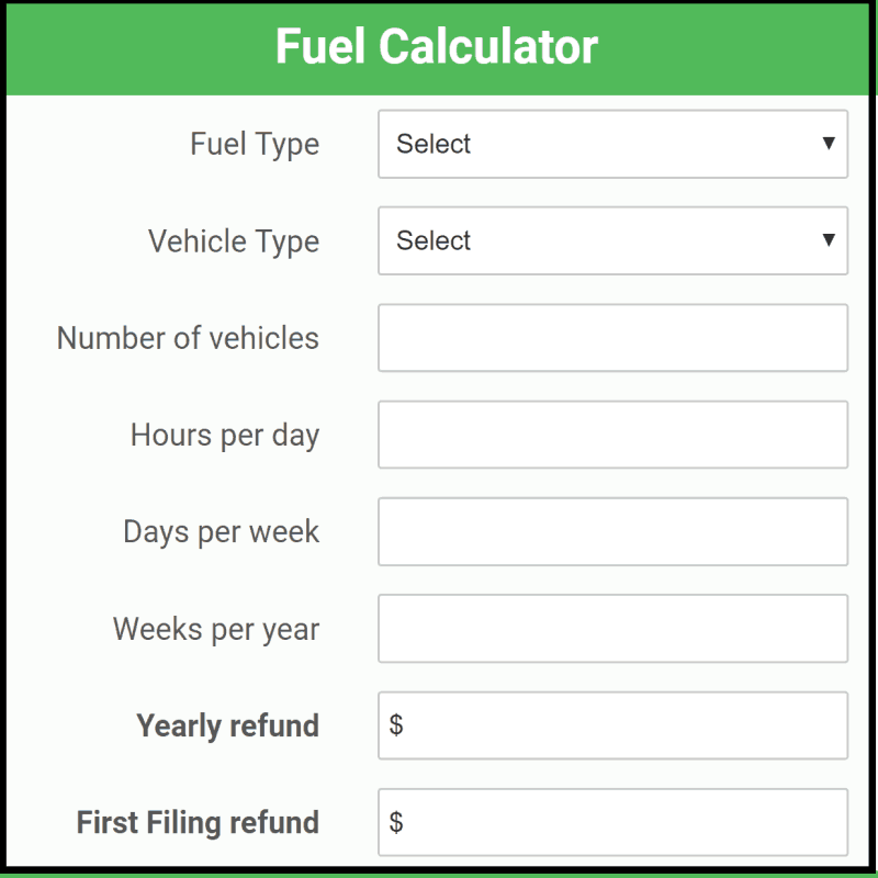 tax refund, fuel calculator